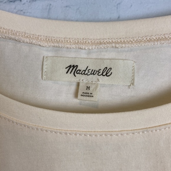 Madewell Striped Sheer Puff Sleeve Knit Shirt Top M Preppy Staple Elevated Basic - Picture 9 of 13